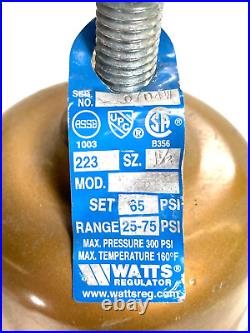 WATTS 223 Pressure Reducing Valve 1-1/2 NPT / Set @ 65-psi / Range 25-75 psi