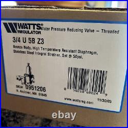 Watts Sku#0951206. 3/4 U5b-z3 Water Pressure Reducing Valve. New. Bronze Body
