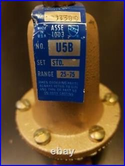 Watts U5B Pressure Reducing Valve 1/2in. Range=25-75. Serial No. 9330 C