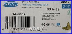 Zurn Wilkins Model 34-600XL 3/4 Water Pressure Reducing Brass Valve with Check